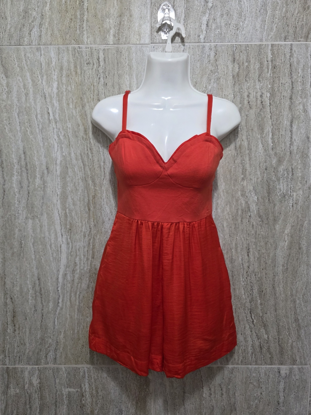 BCBGMaxAzria Red Spaghetti-Strap Romper